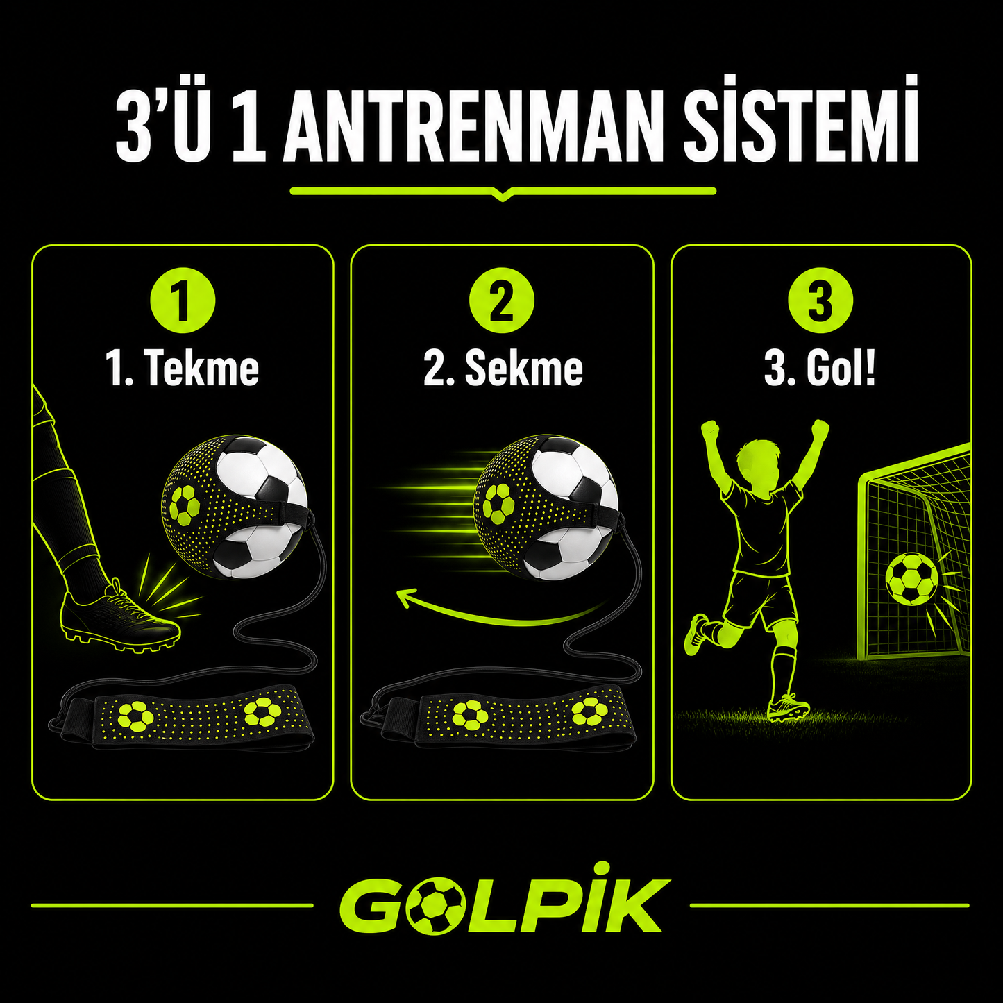 GOLPİK Tam Antrenman Seti (Kickback + Top + Tekmelik)